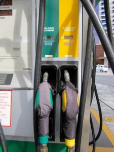Ethanol pump at a Petrobras station in Sao Paulo