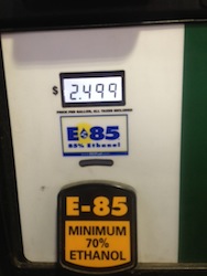 E85 pump price Aug 2013
