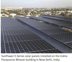 SunPower E Series Solar Panels on rooftop in India