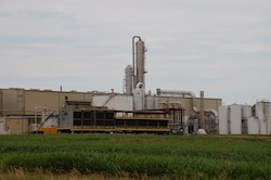 Ethanol plant surrounded by corn field