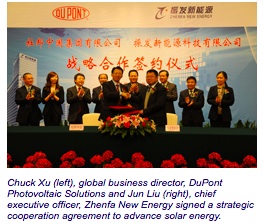 DuPont Zhenfa solar partnership