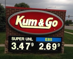 E85 price at Kum and Go in Adel Iowa on June 16 2014