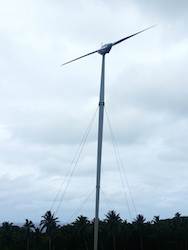 One of the cyclone proof turbines in Soma's first wind farm