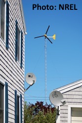 Small wind turbine in Winter Harbor, Maine