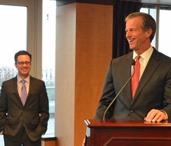 ACE executive VP Brian Jennings smiles as Sen. John Thune (R-SD) speaks at fly-in reception.