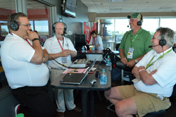 Iowa RFA president Brian Cahill (right) interviewed by KMA radio at American Ethanol 200