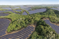Rendering of the Kanoya Osaki Solar Hills Solar Power Plant in Japan.