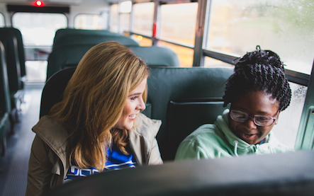 Jenna Bush Hager rides with students to Lilla G. Frederick Pilot Middle School in celebration of their adoption of cleaner, safer propane school buses. (Photo: Propane Education & Research Council)