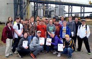Sibley East High School students touring Heartland Corn Products.