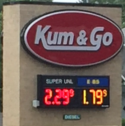 Kum and Go E85 price June 2016