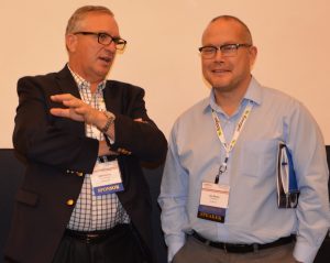 On the left, Jeff Roskam from Syngenta speaks with EcoEngineer's Jim Ramm during the 2016 ACE Ethanol Conference. 